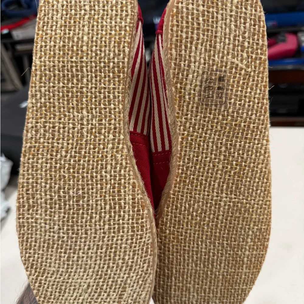 Toms Red and White Canvas Slip-Ons Mens Size 10